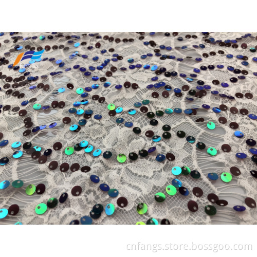 Ad Elastic French Embroidered Sequins Lace Dress Fabric